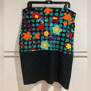 LuLaRoe Cassie Stretch Pencil Skirt Mod Floral Polka Dot 2XL